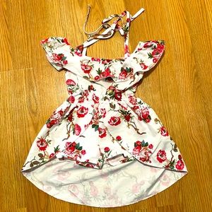 Floral Off-Shoulder with Ties Baby Romper